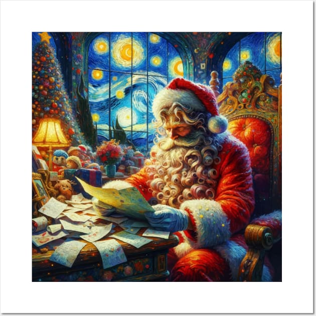 Stellar Santa - Starry Night Sky Holiday Art Prints Wall Art by Edd Paint Something